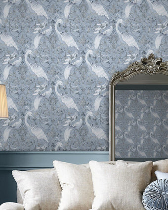 Tregaron Midnight Blue Wallpaper - View of wallpaper on a wall