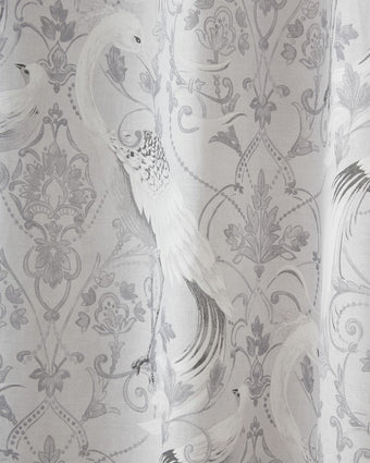 Tregaron Silver Eyelet Ready Made Curtains - Close up view of curtain print