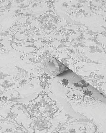 Tregaron Silver Wallpaper - View of roll of wallpaper