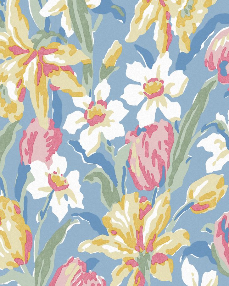 Tulips China Blue Wallpaper - Close up view of wallpaper