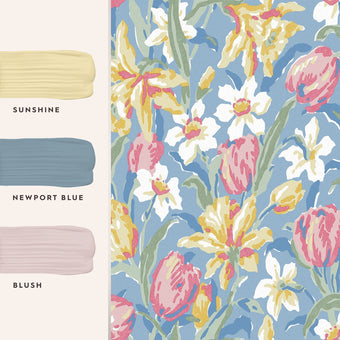Tulips China Blue Wallpaper - View of coordinating paint colors