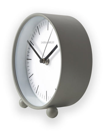 Twyford Small Bedside Pale Steel Grey Clock - Side view of clock