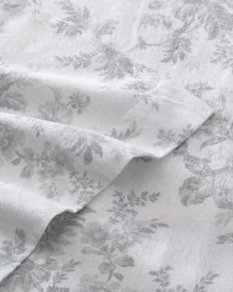 Vanessa Grey Cotton Flannel Sheet Set view of hem on sheet