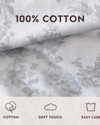 Vanessa Grey Cotton Flannel Sheet Set view of information about sheets