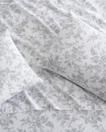 Vanessa Grey Cotton Flannel Sheet Set close up view of sheets