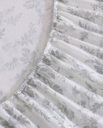 Vanessa Grey Cotton Flannel Sheet Set view of elastic hem on fitted sheet