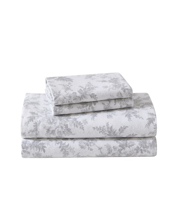 Vanessa Grey Cotton Flannel Sheet Set view of folded sheets and pillowcases