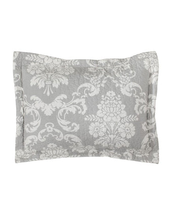 Venetia Grey Reversible Quilt Bonus Set close up view of front of sham