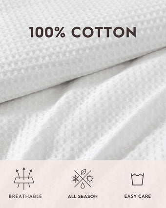 Waffle Pique White Comforter Set  View of information of bedding