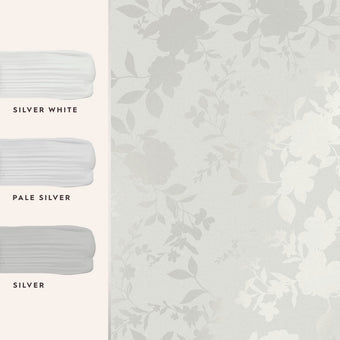Westbourne Silver Wallpaper Sample - View of coordinating paint colors