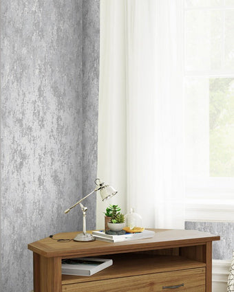 Whinfell Silver Wallpaper - View of wallpaper hanging on wall