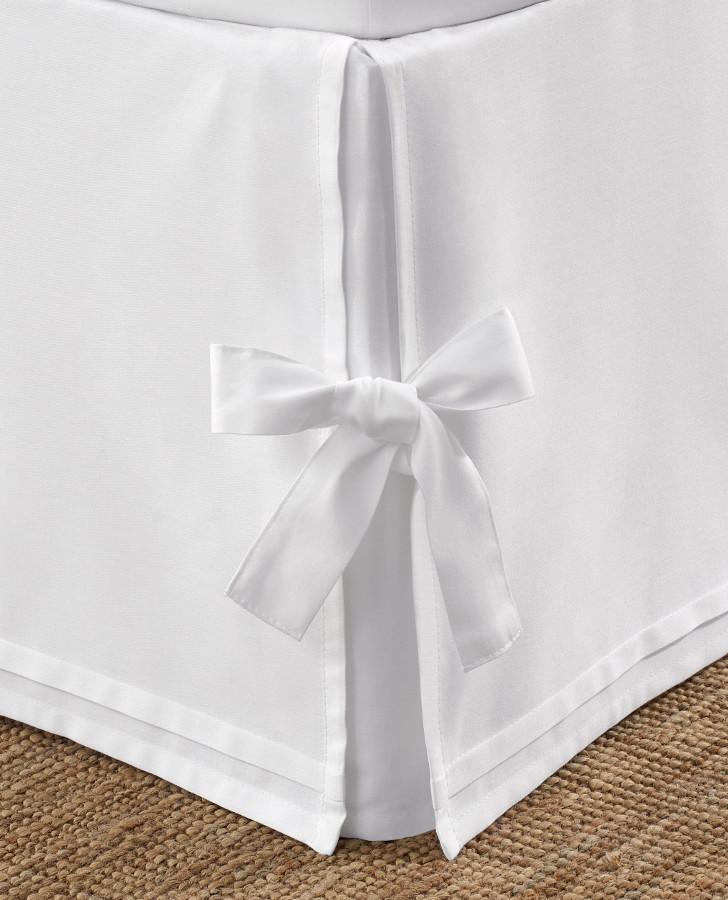 White Tailored Bedskirt with Corner Ties