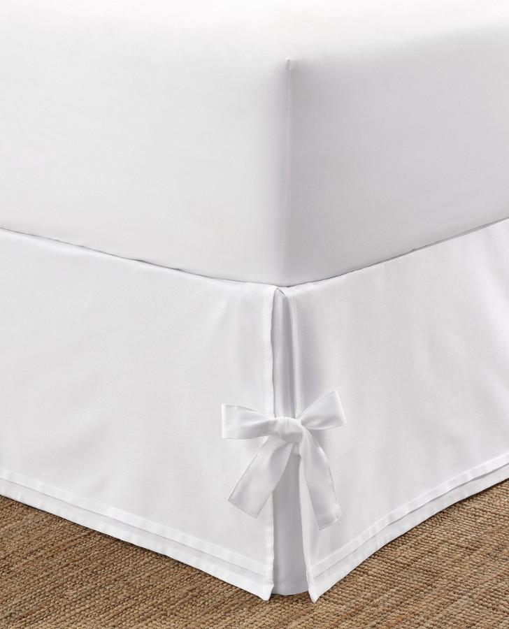 White Tailored Bedskirt with Corner Ties