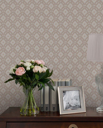 Whitebrook Dove Grey Wallpaper - View of wallpaper on a wall