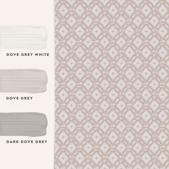Whitebrook Dove Grey Wallpaper Sample - View of coordinating paint colors 