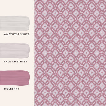 Whitebrook Mulberry Purple Wallpaper - View of coordinating paint colors