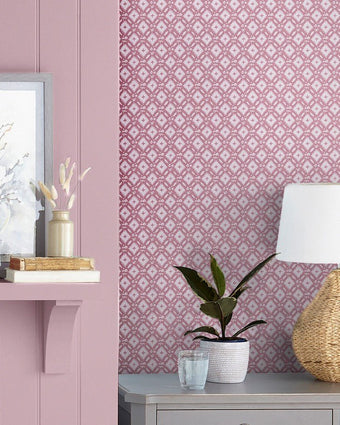 Whitebrook Mulberry Purple Wallpaper - View of wallpaper on a wall