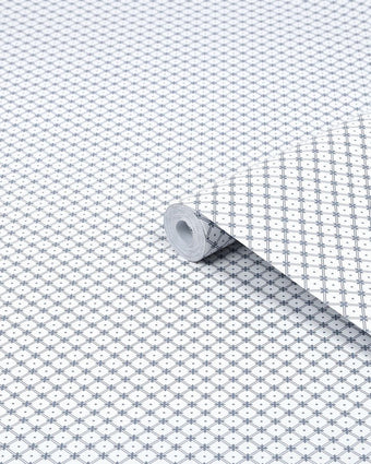 Wickerwork Dark Seaspray Blue Wallpaper - View of roll of wallpaper