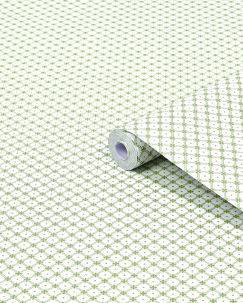 Wickerwork Leaf Green Wallpaper - View of roll of wallpaper