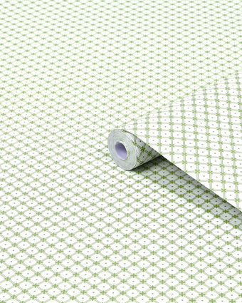 Wickerwork Leaf Green Wallpaper - View of roll of wallpaper