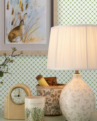 Wickerwork Leaf Green Wallpaper - View of wallpaper on a wall