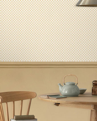 Wickerwork Pale Ochre Yellow Wallpaper - View of wallpaper on a wall