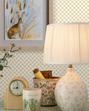Wickerwork Pale Ochre Yellow Wallpaper - View of wallpaper on a wall