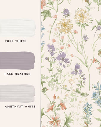Wild Meadow Chalk Pink Wallpaper with featured coordinating paint