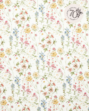 Wild Meadow Coral Pink view of 70th anniversary fabric pattern
