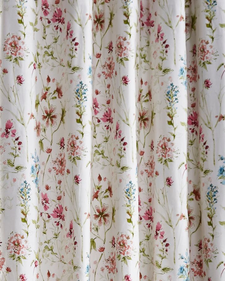 Wild Meadow Crimson Grommet Blackout Ready Made Curtains - Close-up view