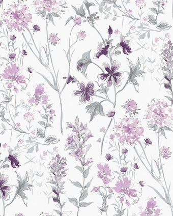 Wild Meadow Pale Iris Wallpaper - Laura Ashley