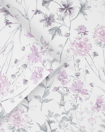 Wild Meadow Pale Iris Wallpaper Sample - Laura Ashley