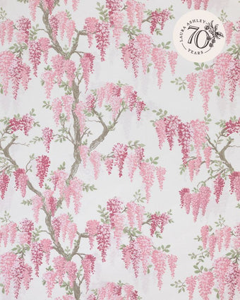 Wisteria Coral Pink view of 70th anniversary fabric pattern