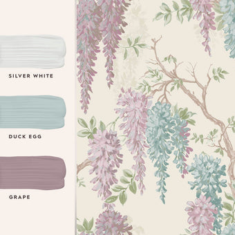 Wisteria Garden Duck Egg Wallpaper - View of coordinating paint colors