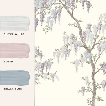 Wisteria Garden Pale Iris Mural - View of coordinating paint colors