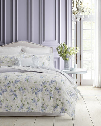 Wisteria Grey Microfleece Duvet Cover Set - View of duvet cover set on bed