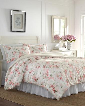Wisteria Velour Blush Comforter Set - Laura Ashley