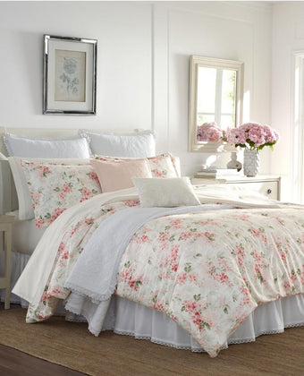 Wisteria Velour Blush Comforter Set - Laura Ashley
