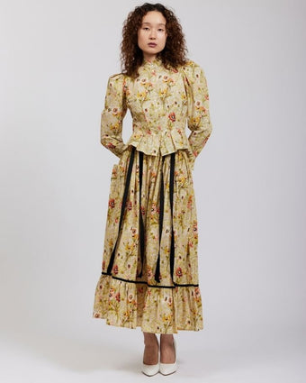 Witton Floral Grace Blouse view of front of blouse with matching skirt